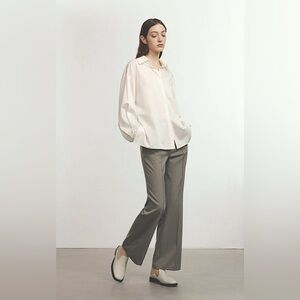 Jacqueline Conoir high waisted wide straight leg wool blend pants women’s small